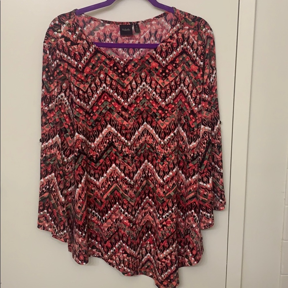 multicolor mid bell sleeve blouse